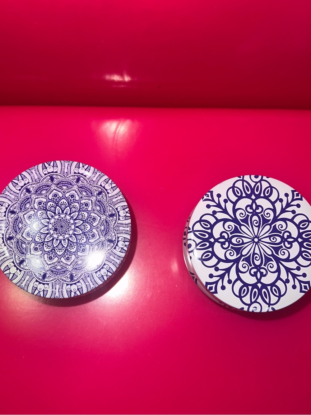 Decorative White Blue Mandala Design Soy Candles 2 - Picture 2 of 4